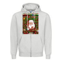 Dove Grey Christmas Feeling Jolly Santa Zipper Hoodie - Artiststas