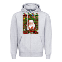 Heather Grey Christmas Feeling Jolly Santa Zipper Hoodie - Artiststas