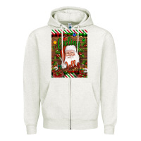 Oatmeal Heather Christmas Feeling Jolly Santa Zipper Hoodie - Artiststas