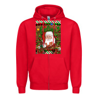 Red Christmas Feeling Jolly Santa Zipper Hoodie - Artiststas