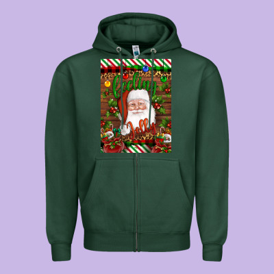 Christmas Feeling Jolly Santa Zipper Hoodie Designed By Artiststas