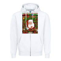 White Christmas Feeling Jolly Santa Zipper Hoodie - Artiststas