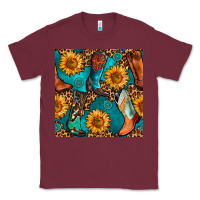 Burgundy western cowboy boot seamless pattern Classic Tee - BundleAndBundleShop