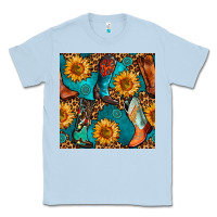 Dusty Blue western cowboy boot seamless pattern Classic Tee - BundleAndBundleShop