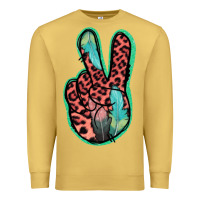 Antique Gold Feather Pink Leopard Peace Sign Premium Sweatshirt - Jasminsmagicworld