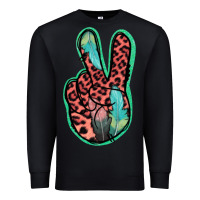 Black Feather Pink Leopard Peace Sign Premium Sweatshirt - Jasminsmagicworld