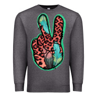 Charcoal Heather Feather Pink Leopard Peace Sign Premium Sweatshirt - Jasminsmagicworld