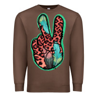 Chestnut Feather Pink Leopard Peace Sign Premium Sweatshirt - Jasminsmagicworld