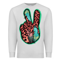 Dove Grey Feather Pink Leopard Peace Sign Premium Sweatshirt - Jasminsmagicworld