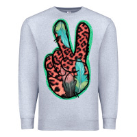 Heather Grey Feather Pink Leopard Peace Sign Premium Sweatshirt - Jasminsmagicworld