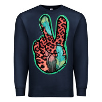 Navy Feather Pink Leopard Peace Sign Premium Sweatshirt - Jasminsmagicworld