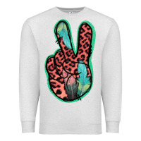 Oatmeal Heather Feather Pink Leopard Peace Sign Premium Sweatshirt - Jasminsmagicworld