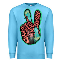 Ocean Blue Feather Pink Leopard Peace Sign Premium Sweatshirt - Jasminsmagicworld