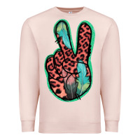 Pale Pink Feather Pink Leopard Peace Sign Premium Sweatshirt - Jasminsmagicworld