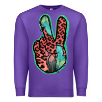 Purple Feather Pink Leopard Peace Sign Premium Sweatshirt - Jasminsmagicworld