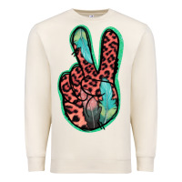 Sandshell Feather Pink Leopard Peace Sign Premium Sweatshirt - Jasminsmagicworld