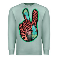 Seafoam Feather Pink Leopard Peace Sign Premium Sweatshirt - Jasminsmagicworld
