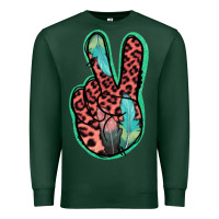 Sports Green Feather Pink Leopard Peace Sign Premium Sweatshirt - Jasminsmagicworld