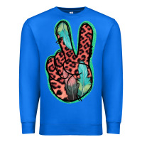 True Royal Feather Pink Leopard Peace Sign Premium Sweatshirt - Jasminsmagicworld