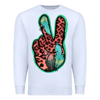 White Feather Pink Leopard Peace Sign Premium Sweatshirt - Jasminsmagicworld