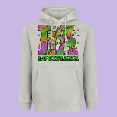 Mardi Gras Louisiana Fleur De Lis Heavyweight Hoodie Designed By Jasminsmagicworld