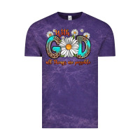 Cloud Purple with god all things are possible daisy Vintage Tee - Zillion Design Studio