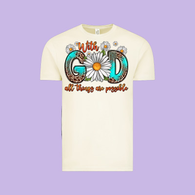 With God All Things Are Possible Daisy Vintage Tee Designed By Zillion Design Studio