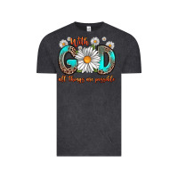 Vintage Black with god all things are possible daisy Vintage Tee - Zillion Design Studio