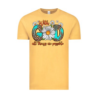 Vintage Mustard with god all things are possible daisy Vintage Tee - Zillion Design Studio