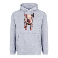 Heather Grey pig Heavyweight Hoodie - BarkalooDesign