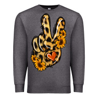 Charcoal Heather Leopard Sunflower Peace Sign Premium Sweatshirt - Jasminsmagicworld