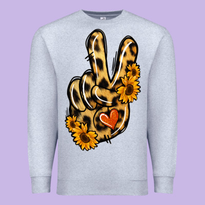 Leopard Sunflower Peace Sign Premium Sweatshirt Designed By Jasminsmagicworld
