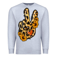 Heather Grey Leopard Sunflower Peace Sign Premium Sweatshirt - Jasminsmagicworld