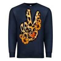 Navy Leopard Sunflower Peace Sign Premium Sweatshirt - Jasminsmagicworld
