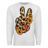 Oatmeal Heather Leopard Sunflower Peace Sign Premium Sweatshirt - Jasminsmagicworld