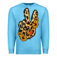 Ocean Blue Leopard Sunflower Peace Sign Premium Sweatshirt - Jasminsmagicworld