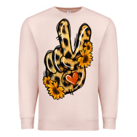 Pale Pink Leopard Sunflower Peace Sign Premium Sweatshirt - Jasminsmagicworld