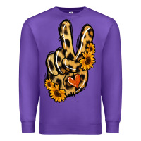 Purple Leopard Sunflower Peace Sign Premium Sweatshirt - Jasminsmagicworld