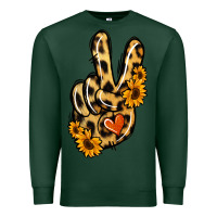 Sports Green Leopard Sunflower Peace Sign Premium Sweatshirt - Jasminsmagicworld