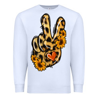 White Leopard Sunflower Peace Sign Premium Sweatshirt - Jasminsmagicworld