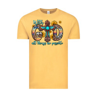 Vintage Mustard with god all things are possible cross Vintage Tee - Zillion Design Studio