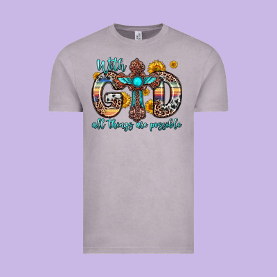 With God All Things Are Possible Cross Vintage Tee Designed By Zillion Design Studio