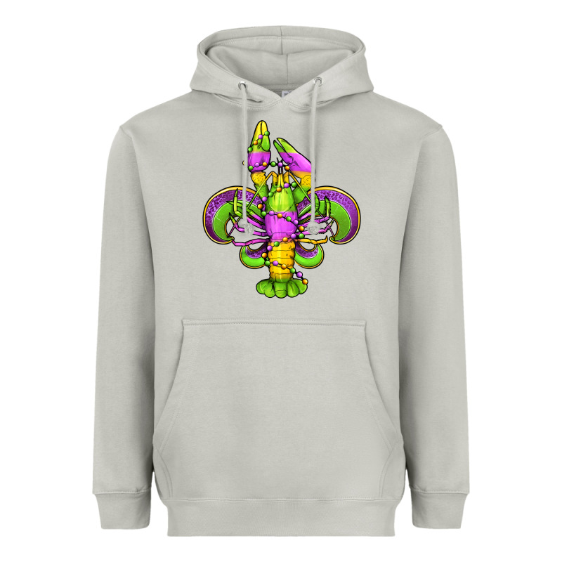 Mardi Gras Crawfish Fleur De Lis Heavyweight Hoodie by Jasminsmagicworld | Teevron