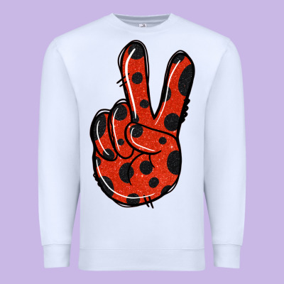 Ladybug Peace Sign Premium Sweatshirt Designed By Jasminsmagicworld