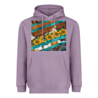 Lavender western aztec sunflowers turquoise cowhide Heavyweight Hoodie - BarkalooDesign
