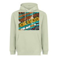 Matcha western aztec sunflowers turquoise cowhide Heavyweight Hoodie - BarkalooDesign