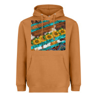 Meerkat western aztec sunflowers turquoise cowhide Heavyweight Hoodie - BarkalooDesign