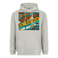 Moon Dust western aztec sunflowers turquoise cowhide Heavyweight Hoodie - BarkalooDesign