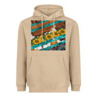 Mushroom western aztec sunflowers turquoise cowhide Heavyweight Hoodie - BarkalooDesign