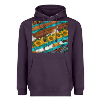 Plum western aztec sunflowers turquoise cowhide Heavyweight Hoodie - BarkalooDesign